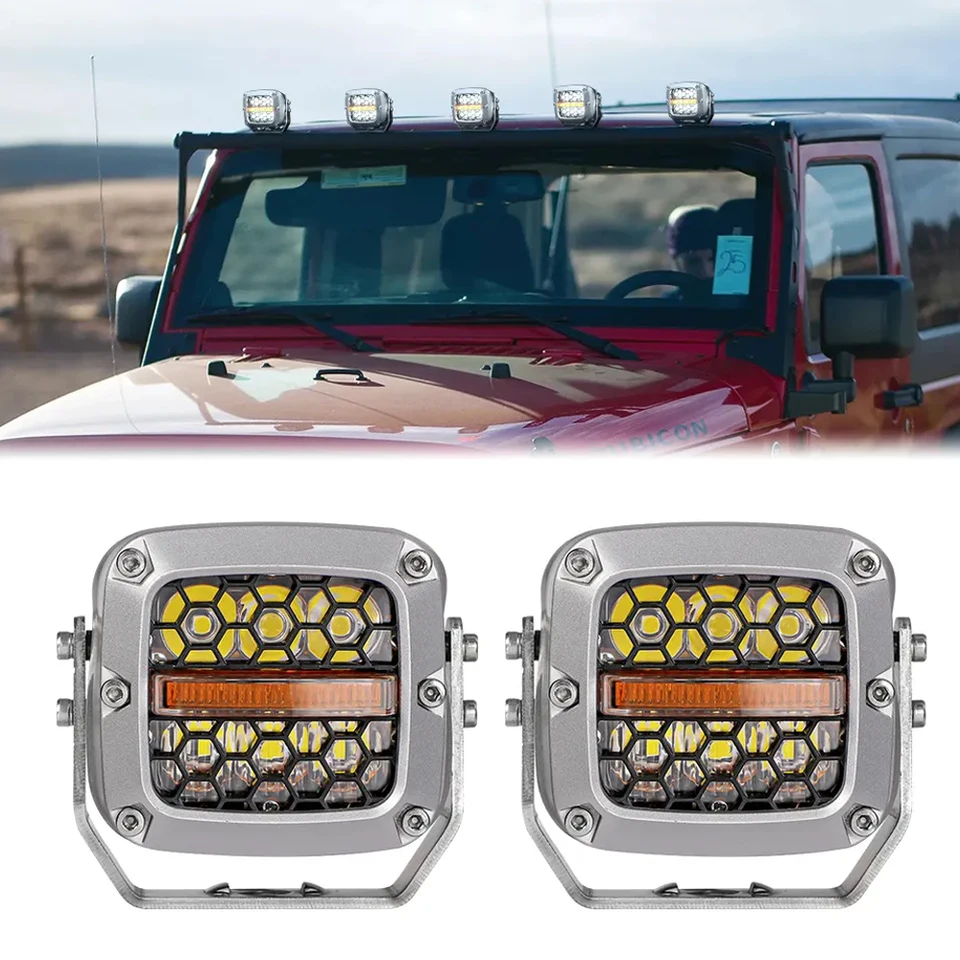 4-palcový 60 W Honeycomb LED svetlá Spotlight Super Bright offroad LED Work Light Bar pre kamiónové auto SUV ATV UTV OFFROAD DRL