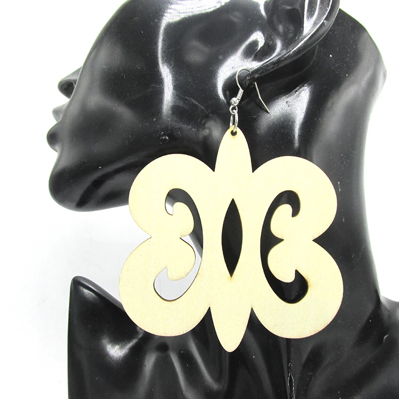 4 -palcový symbol Adinkra veľké drevené náušnice