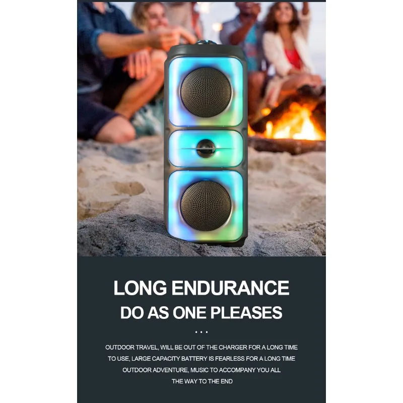 4-palcový vysokovýkonný bezdrôtový audio outdoorový výkon párty farebné reproduktory Square Dance Reproduktory Zvukový systém podporuje USB USB