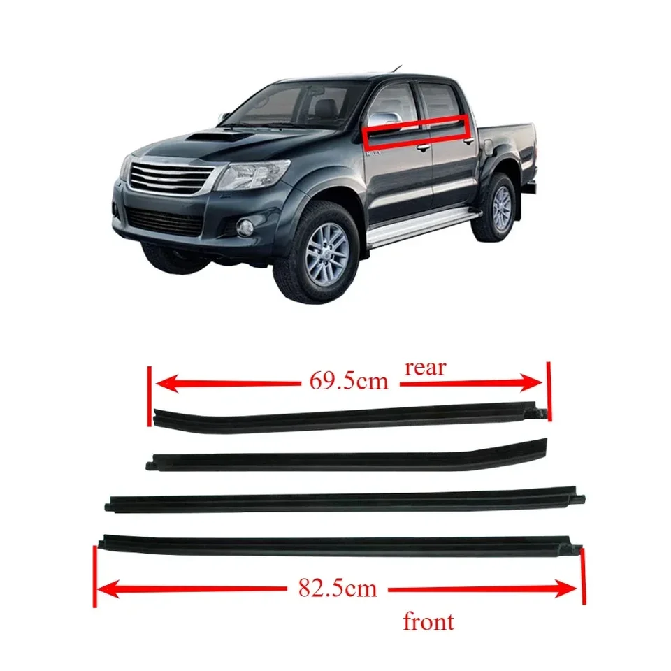 4 PCS 2005-2014 Vonkajšie okná sklenené guma pre toyota Hilux Glass Protector Weatherstrip Glass Outer Laminát 68161-0k010