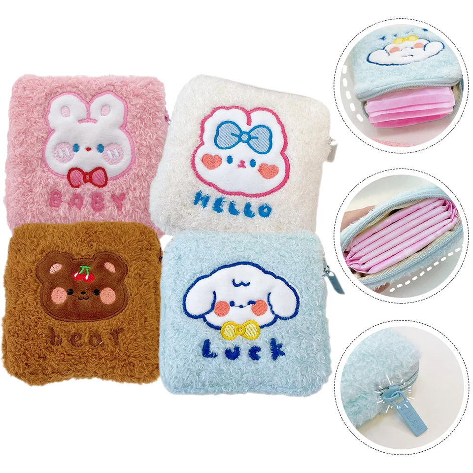 4 počítače Teen Pads Sanitárna obrúsok Storage Bags pre ženské výrobky dievča prvé obdobie súprava dievčat