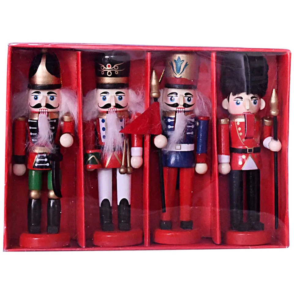 4 počítače vianočné luštatker obrie 150 cm hudobná skrinka Holiday Desktop Wood Wood Luskáčik Ornament Remeslá maľované