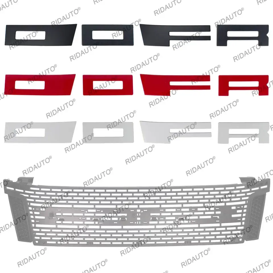 4 písmená čierna biela červená pre modifikovanú maturitu Raptor Grill Grill Fit for Ranger 2012 2013 2014 T6 PX1 DIY upgrade