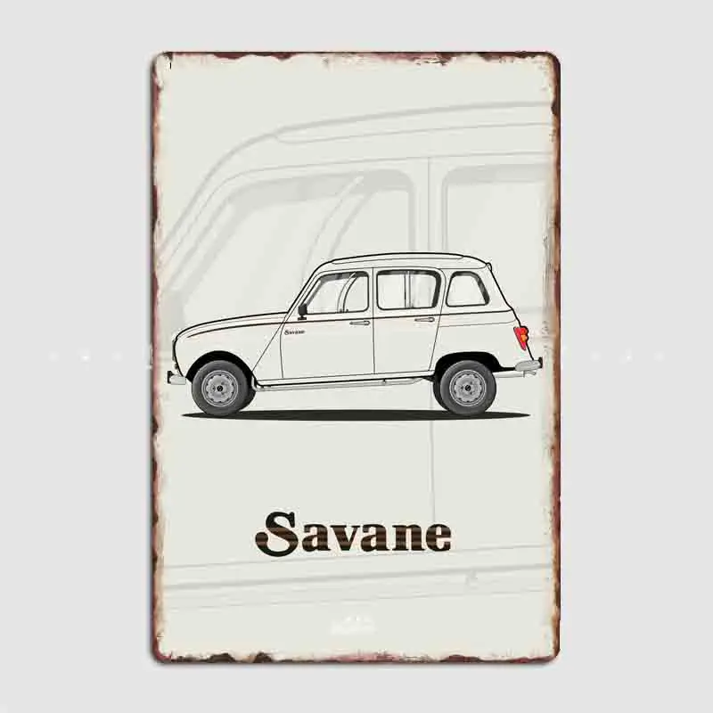 4 Savane Classic Car Retro kovový plagát Sign Carage Indoor Club Vlastná stena dekor plechovka