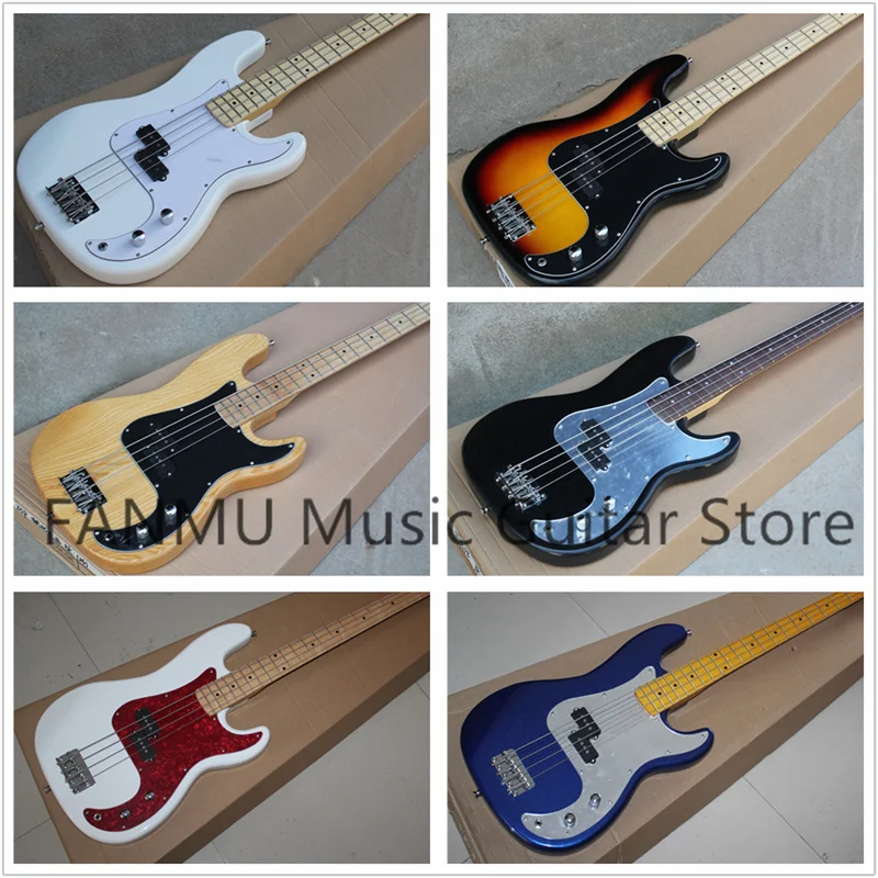 4-strunové elektrické basy čierna basa biela basa čierna pickup doska Black Guard Basswood Body Maple krk k dispozícii vo vlastných farbách