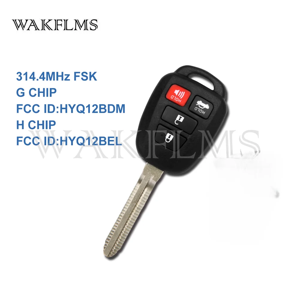 4 Tlačidlo Diaľkové auto Kľúč 314,4 MHz pre Toyota Camry Corolla 2012 - 2017 s GH Chip Hyq12BDM Hyq12bel No Značka