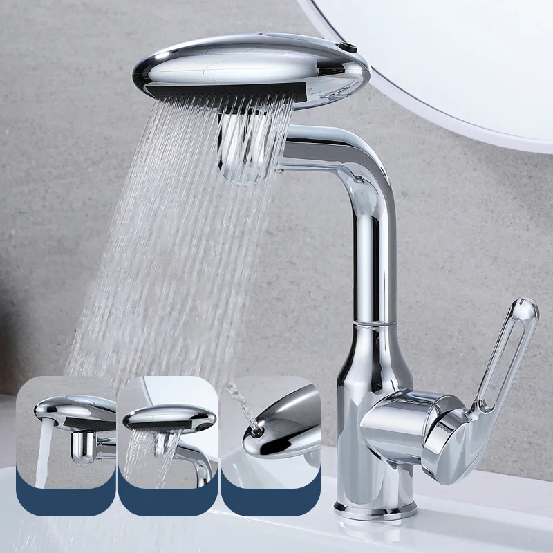 4 v 1 360 ° rotačná vodopádová povodie Faucet Univerzálny multifunkčný sprejový kohútik