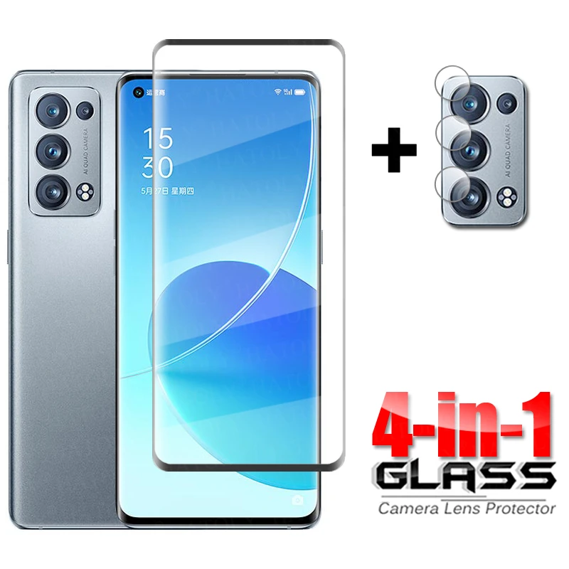 4-v-1 pre sklo Oppo Reno6 Pro Plus 5G Temperované sklo 3D plné zakrivené kryt