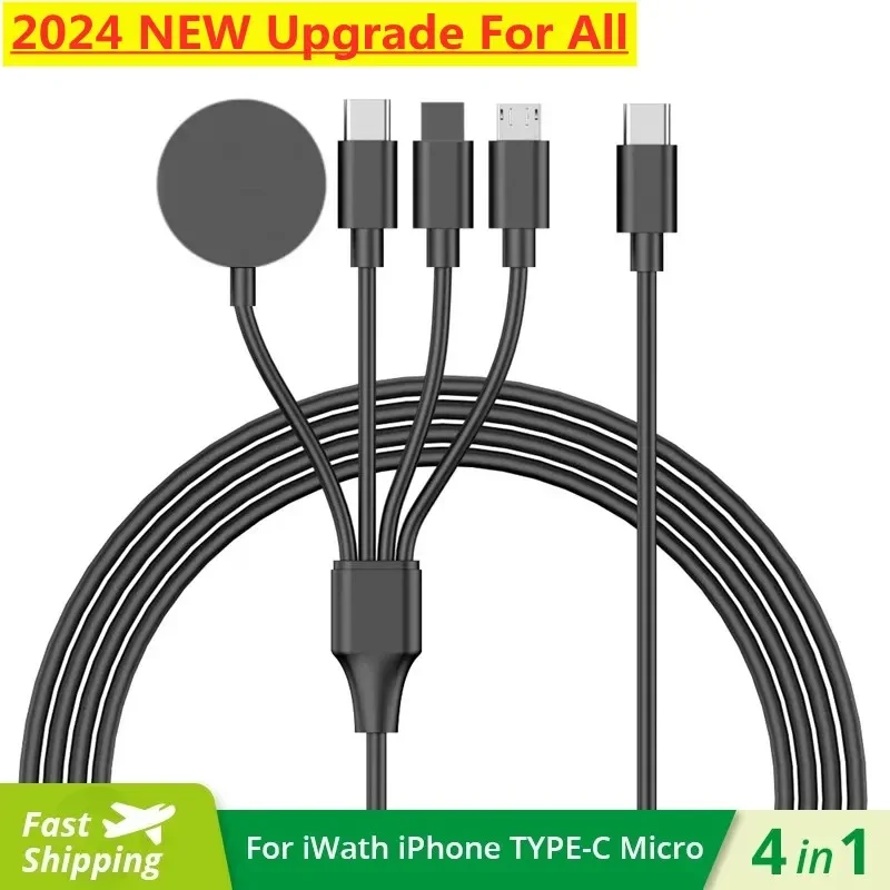 4 v 1 USB Typ C PD Nabíjací kábel pre iPhone/Android Fast Watch Magnetic Wireless nabíjačka pre Apple Watch Iwatch 1-9 Ultra SE