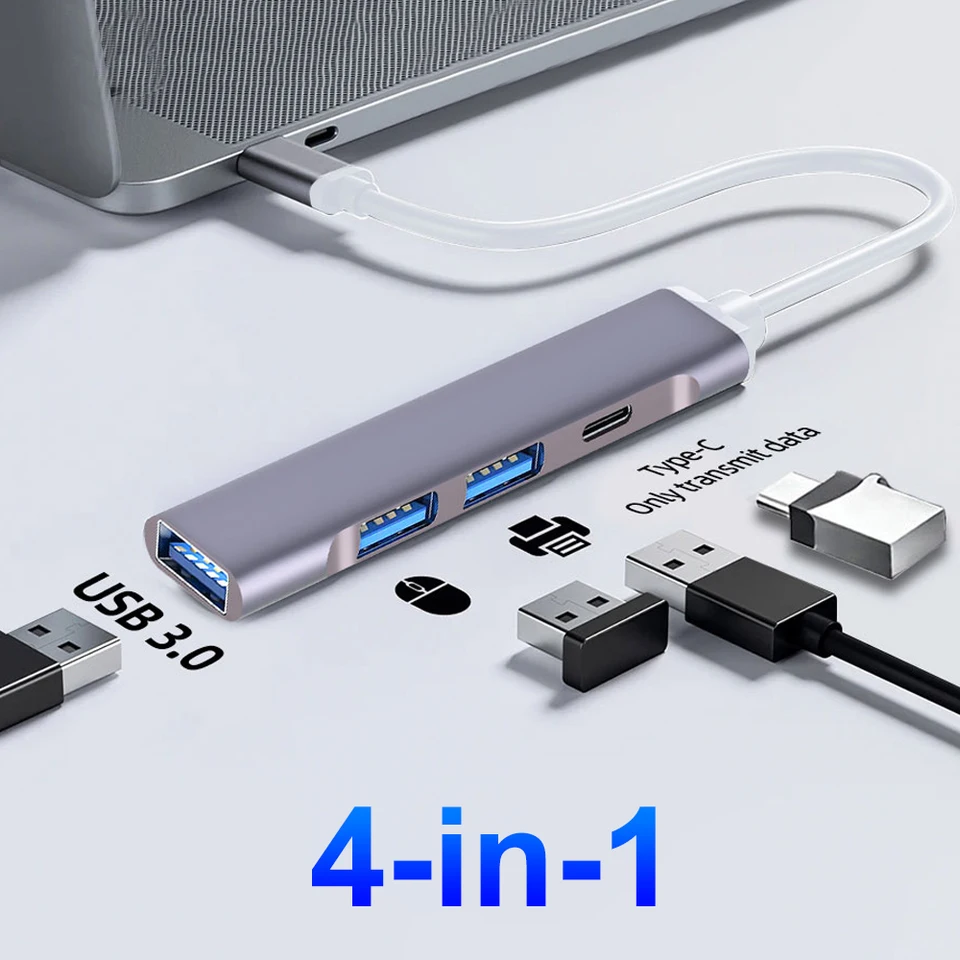 4-v-1 USB3.0 HUB USB C HUB 5 GBPS Vysokorýchlostný prenos USB Splitter C- TO-USB OTG adaptér pre tablet MacBook Pro pre laptop tablety Accessori