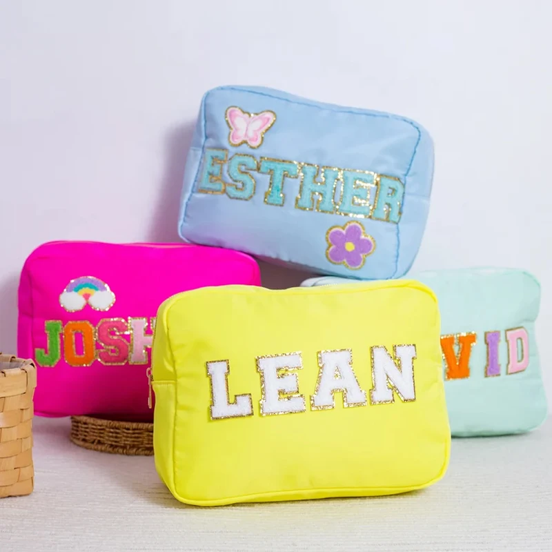 4 veľkosti viacfarebné zlato zips vodotesné dievčatá xl nylonové vrecko Kozmetické cestovné vrecko make -up to toaletu vrecka Nylon Storage Bag Ženy