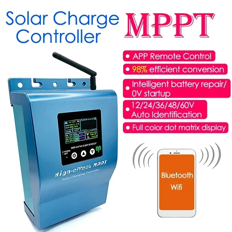 40/20A MPPT Solar Carge Controller 12/24/36/48/60V Automatické plné farebné bodové matice Displej 0V Spustenie inteligentné opravy regulátora batérie batérie