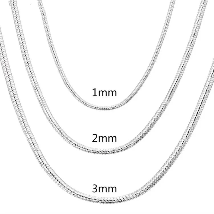 40-75 cm 925 Sterling Silver 1 mm/2 mm/3 mm Náhrdelník hadího reťazca pre mužov pre mužov módne šperky pre prívesok