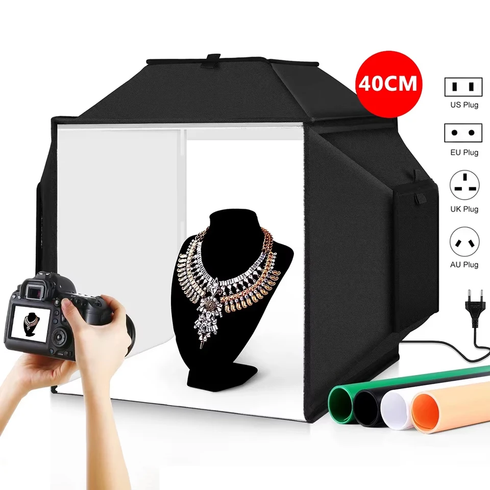 40 cm/15,8 '' Foto Studio Light Box, skladacie 72 W 5500K Photography Studio Shooting Stan Box Súprav