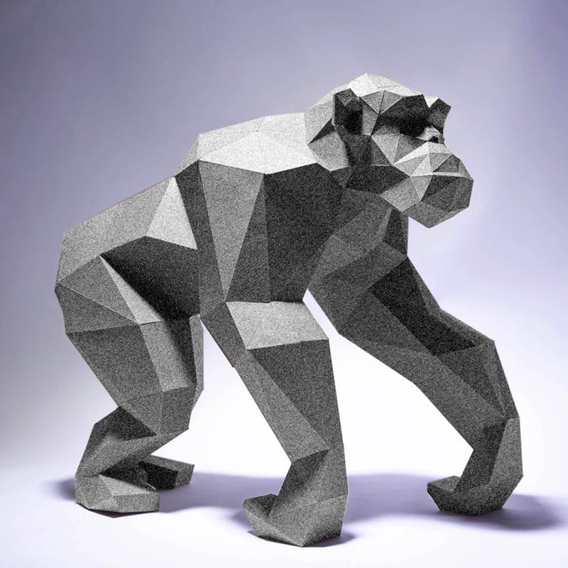 40 cm Gorilla papierový model 3D papierový model DIY veranda DECON Desk ORNAMENT Ručne vyrobené stereoskopické origami kreatívne hádanky hračky