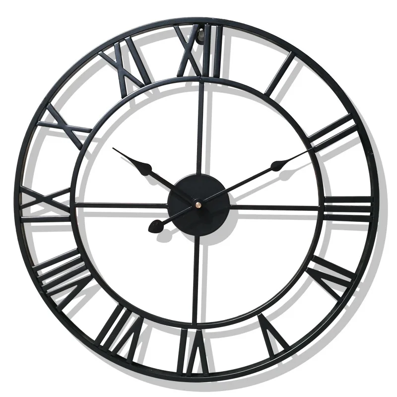 40 cm Jednoduché hodiny nástenné hodiny Rímske číslice retro okrúhle kovové tiché nástenné hodiny domáce dekorácie Výrobky