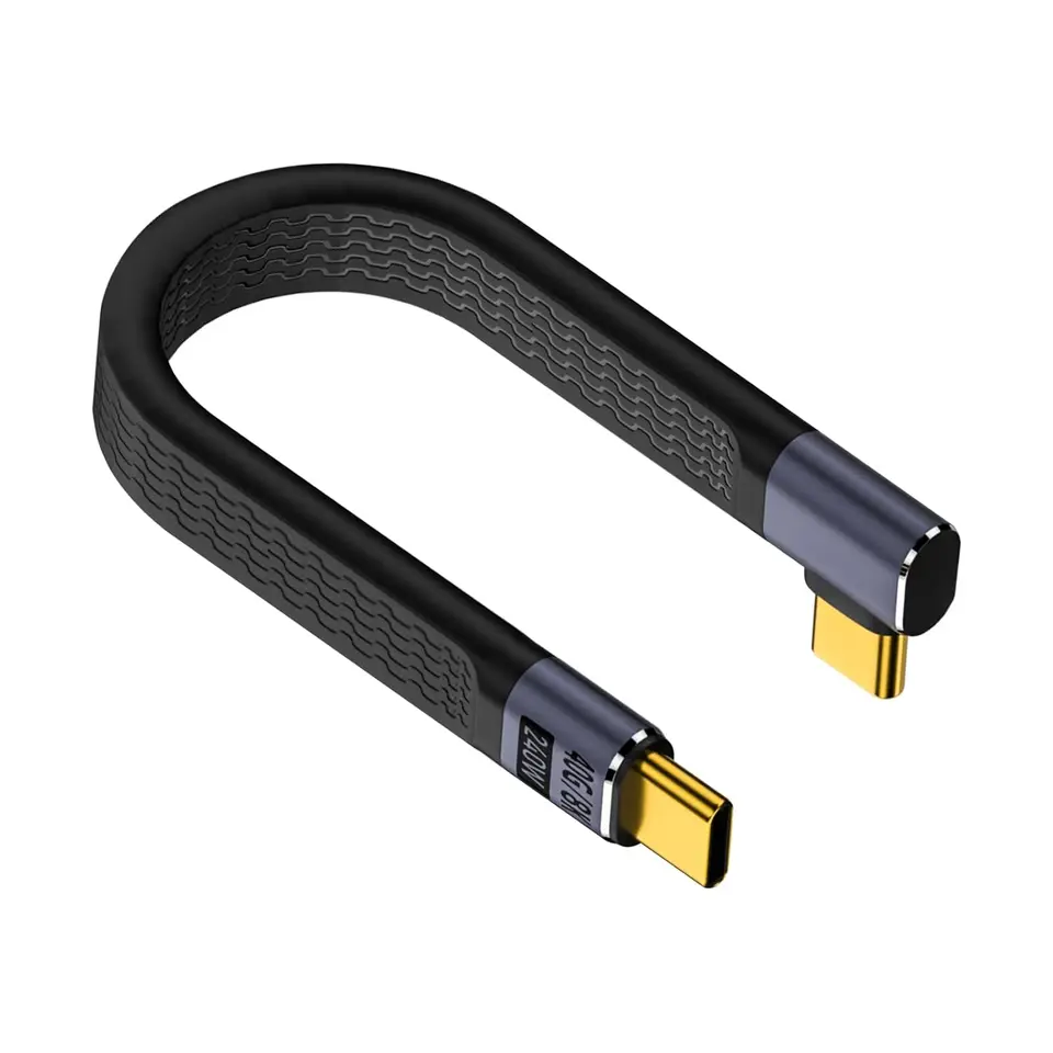 40 GBPS, Krátky USB C až USB C kábel 240 W, pravý uhol USB C Krátka USB C kábel PD3.1 USB 4 kábel pre Thunderbolt 4