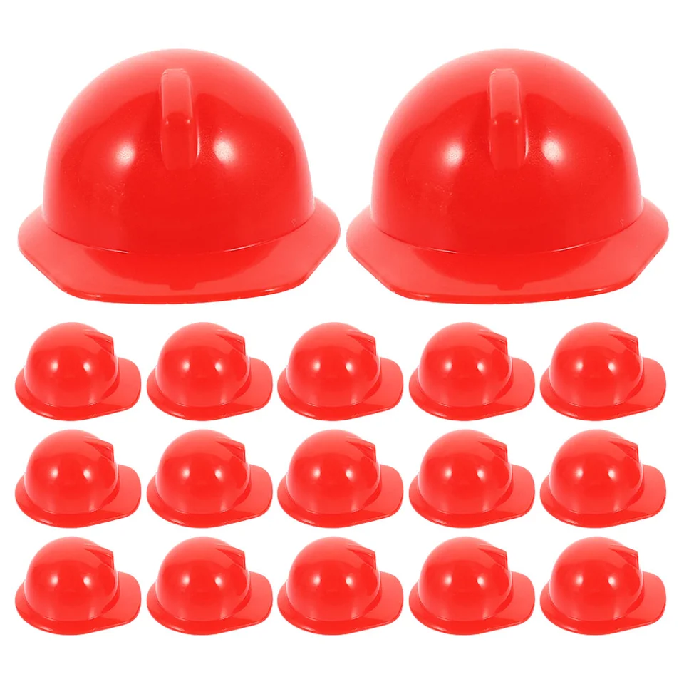40 ks Mini Construct Hat Bird Hats Hats Miniatúrny pracovník Top plastová bezpečnostná uzáver fľaše