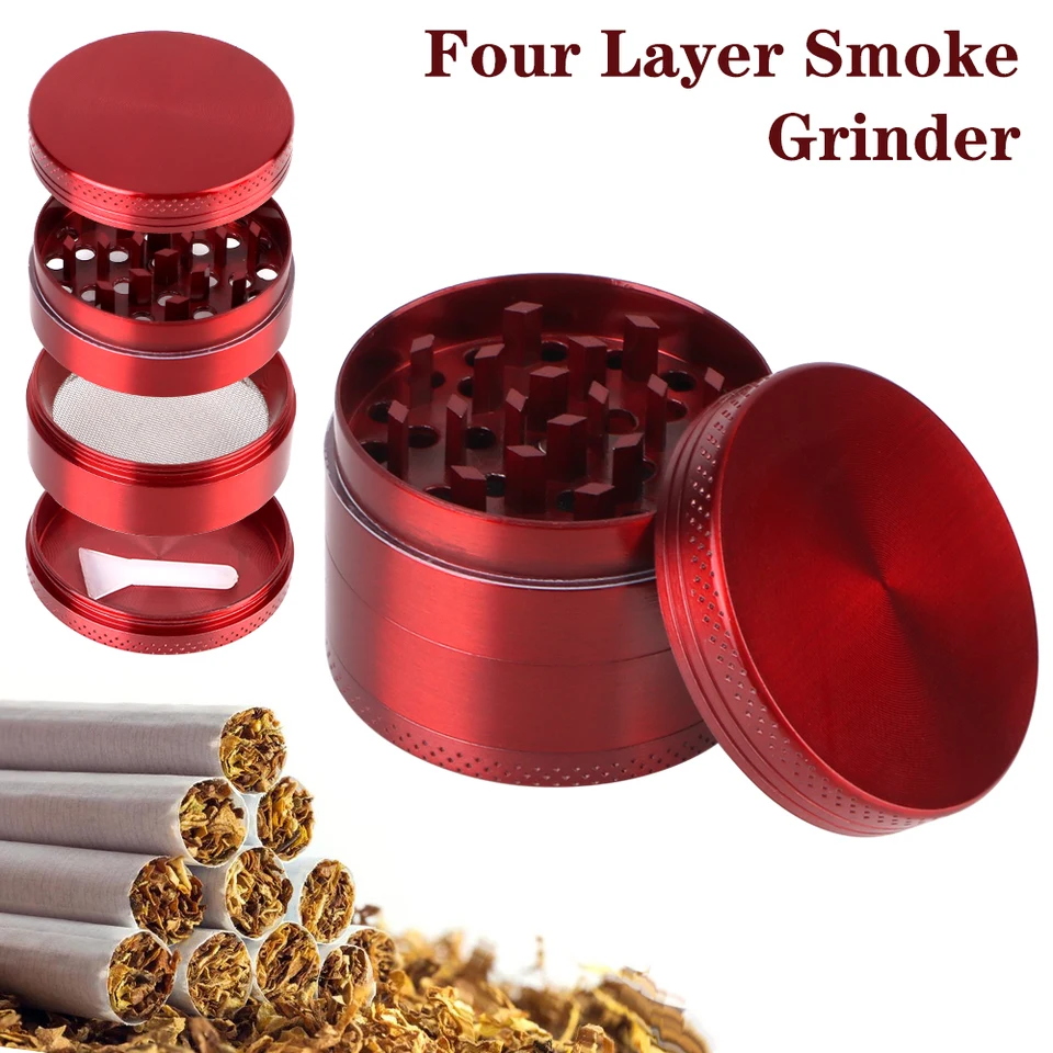 40 mm 50 mm 4-vrstvový fajčiarsky bylinkový rezač najnovší blesk v tvare hliníkovej zliatiny cigariet Doplnky tabakovej mlynčeka Spice Cutter