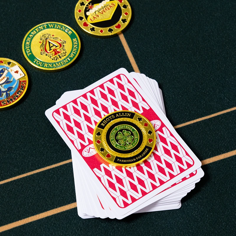 40 mm pokerový strážca karty, gombík na zliatinu zink., Metal Lucky Coins a chránič kariet, kasínové pokerové čipy príslušenstvo