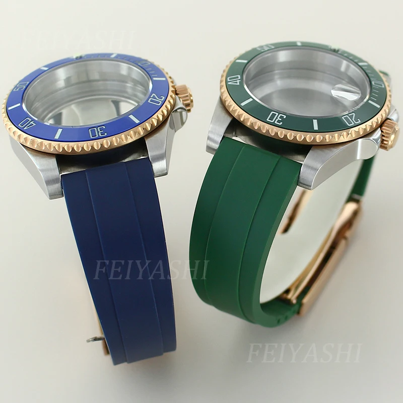 40 mm potápačské hliadky Case Gumový remienok Keramický rám pre ponorky Seiko NH35 NH36 NH38/34 MIYOTA 8215 ETA 2824 Pohyb 28,5 mm vytáčanie číselníka