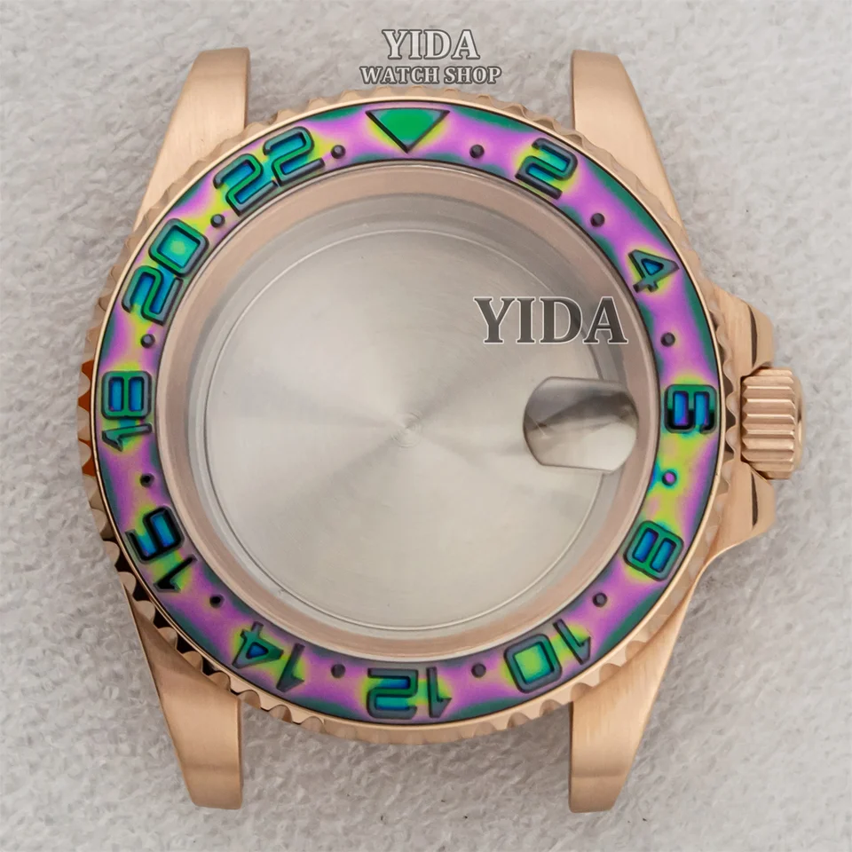 40 mm ružové zlato puzdro 316L z nehrdzavejúcej ocele Watch Case Witerproof Sapphire Glass puzdro pre Sub GMT NH35 NH36 Mechanický pohyb