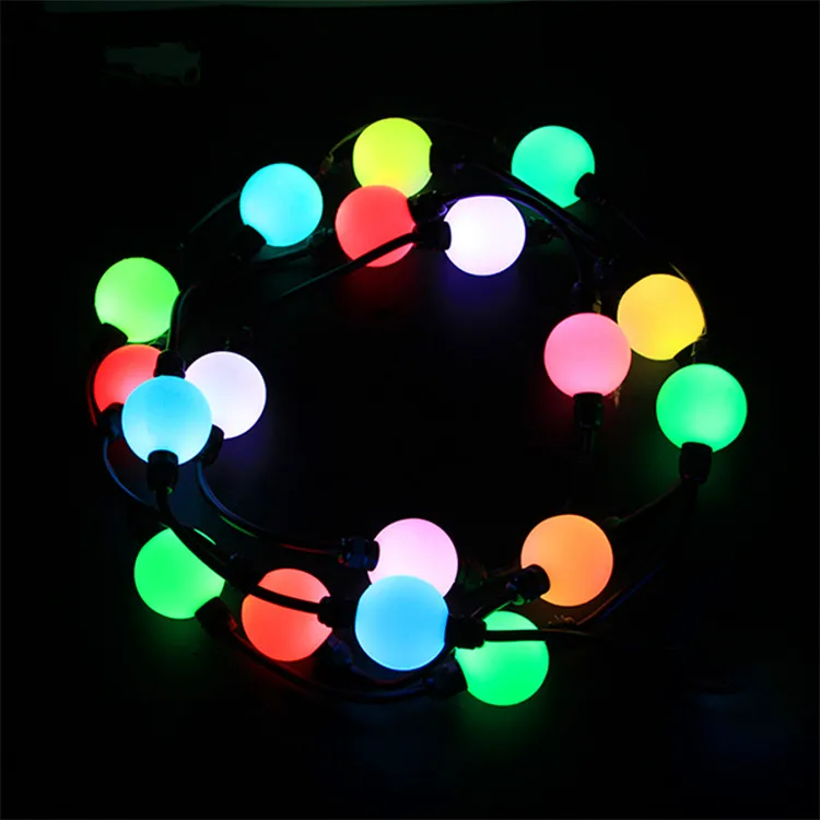 40 pixelov/reťazec 50 mm 360 stupňov LED pixel Ball, IP68; DC12V; WS2811 IC; 1,44W/lopta; adresovateľné RGB Full Color; 3 CorexConnect