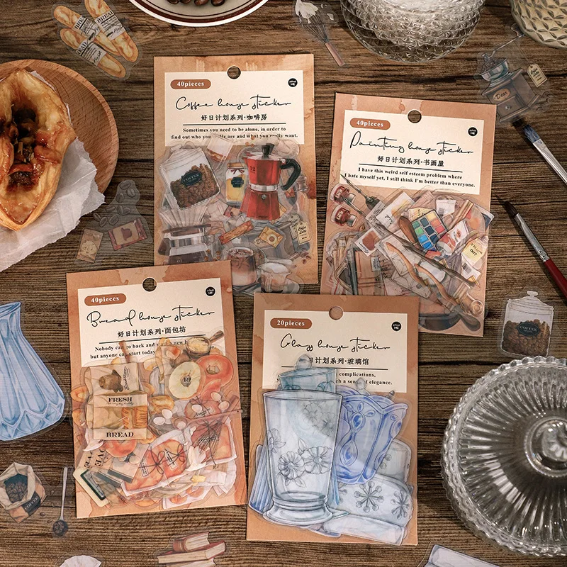 40 počítačov/balenie Good Day Project Series Dekoratívna nálepka Vintage literárna koláž scrapbooking štítok denník Album Plánovač denníka