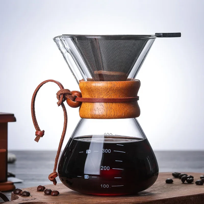 400 ml 600 ml 800 ml rezistentná sklenená kávová kanvica z nehrdzavejúcej ocele Filter