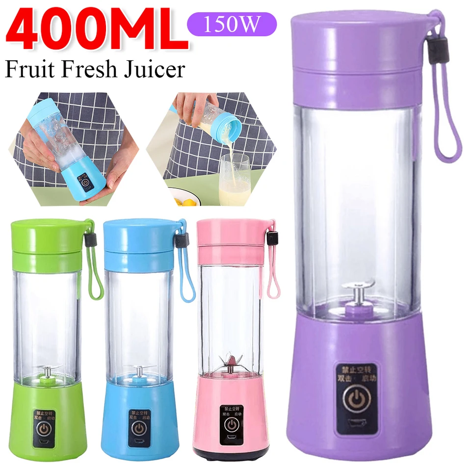 400 ml prenosný odšťavovač pohár elektrických sklenených mixérov Smoothie Lemon Squeezer USB nabíjanie kuchyňa Automatické ovocné odšťavovač