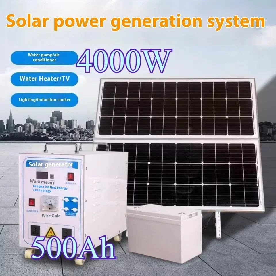 4000 W Solar Generátor Domácnosť 220 V 500 AH PANELS, Plná súprava generátorov typu všetko v jednom je možné použiť na klimatizáciu