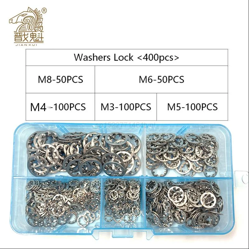 400ks/set M3 M4 M5 m8 MIX GB861.1 304 NEHODLESNÉ OCELNÉ POTREBY Vonkajšie ozubené tesnenie zúbkovaného zámku Kit Din6797j