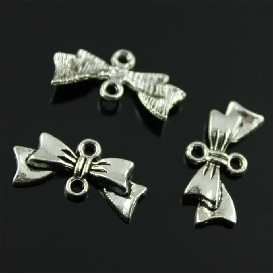 40KS Bow Charm pre šperky na výrobu luku konektorov kúzlo kúzla Kúzla konektor pre šperky na výrobu DIY šperky 9x20mm