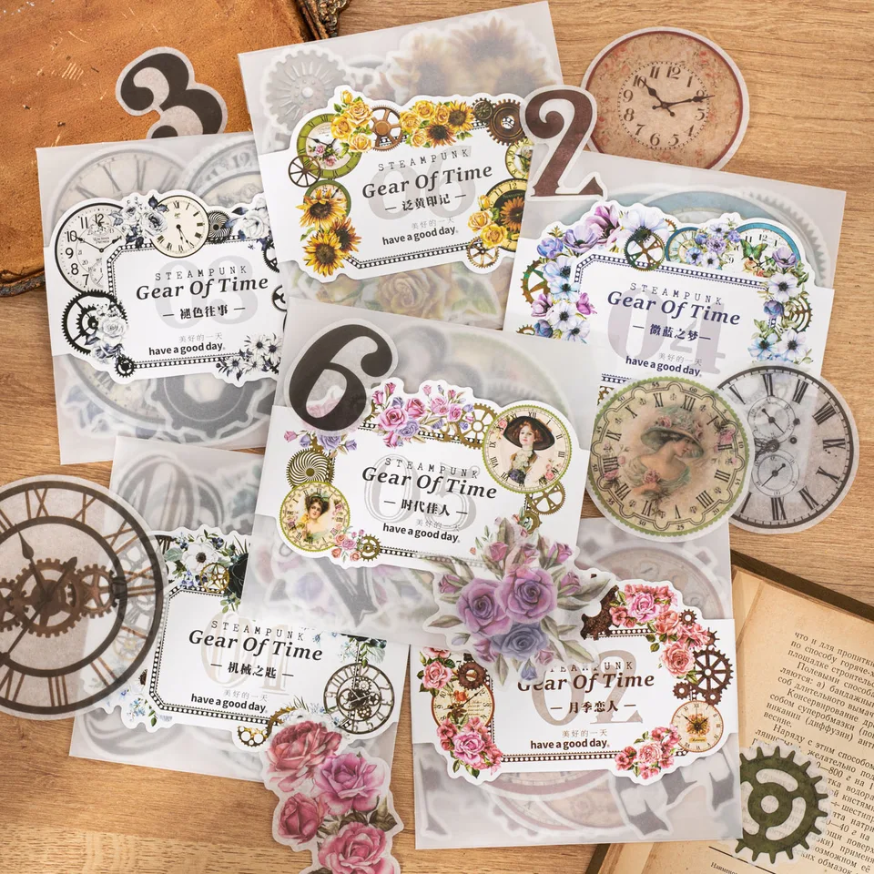 40ks/lot kawaii Scrapbook Stickers Steampunk Style DIY Žurnaling Scrapbooking Supplies Dekoratívne kancelárske potreby