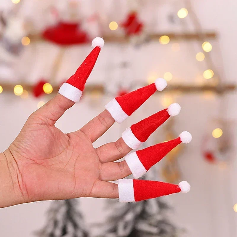 40ks Mini Santa Hats Lollipops Vianočné dekorácie DIY Prázdninové balenie príslušenstvo Candy Santa Claus Caps Party Dekorácie