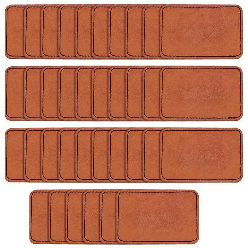 40ks obdĺžnik Plant Kožené záplaty 2x3inch Brown Hat Patches for Hats Batchets batohy DIY Oprava pletacie šitie
