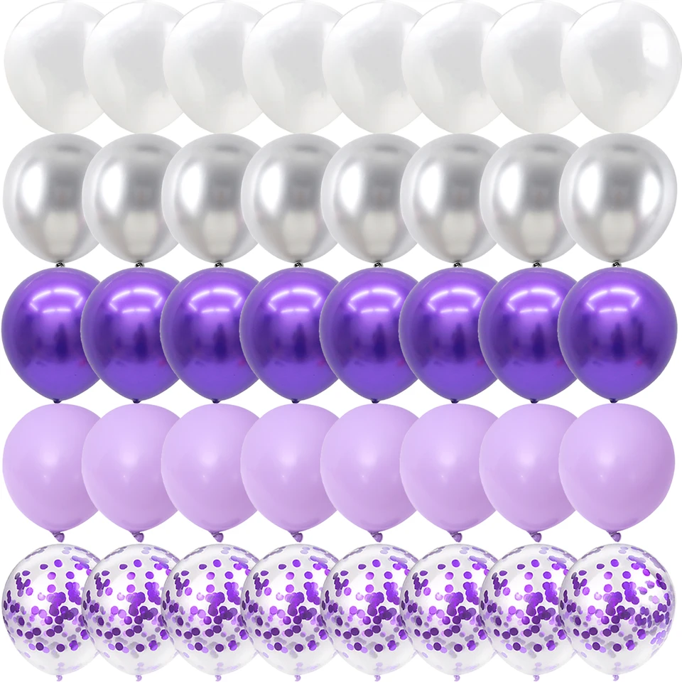 40ks Purpurové trblietky Purpurové biele balóniky Pohlavie Odhalenie svadobného svätého dňa pre bábätká narodeniny Globos Party Dekorácie