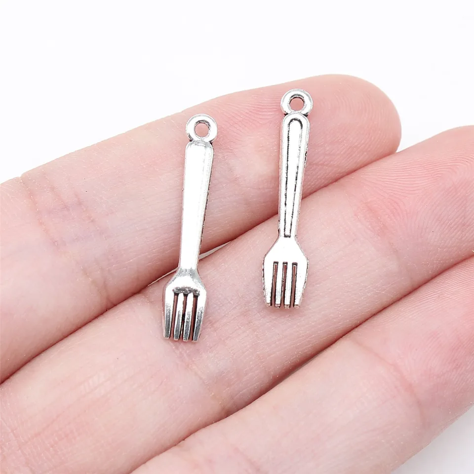 40ks/čarovné kúzla Fork Spoon 24 mm starožitné strieborné prívesky