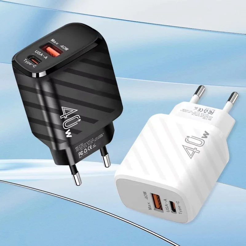 40W 2Ports Typ C Rýchla nabíjačka QC3.0 nabíjačka mobilného telefónu PD Power Adapter pre Samsung Xiaomi IPhone nabíjačka Rýchla nabíjačka