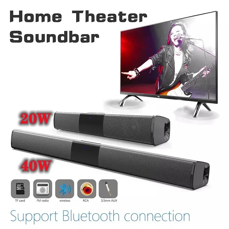 40W Soundbar TV Prenosný Bluetooth kompatibilný reproduktor zvukový bar bezdrôtový stĺpec Zvukový systém RCA AUX pre TV PC