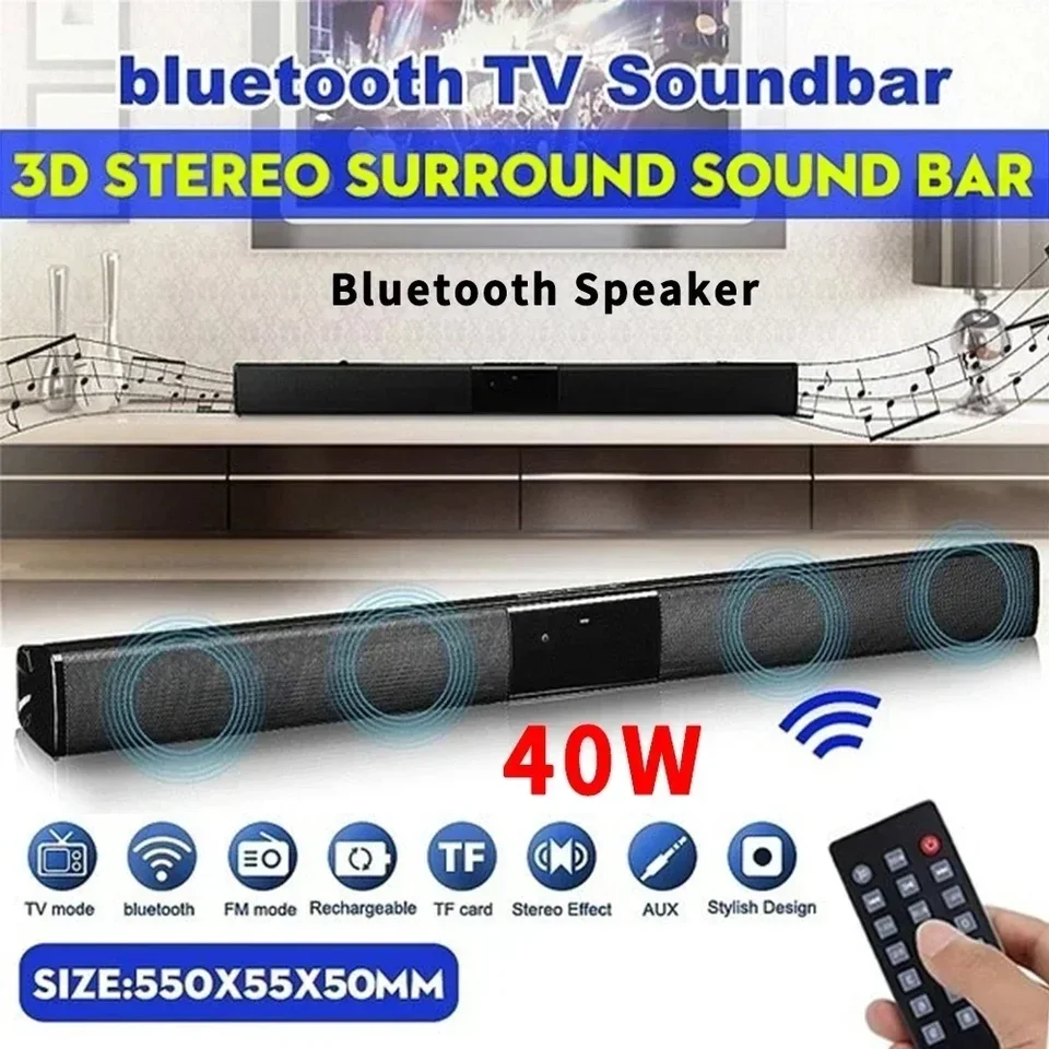 40W Soundbar TV Prenosný Bluetooth kompatibilný reproduktor zvukový bar bezdrôtový stĺpec Zvukový systém RCA AUX pre TV PC
