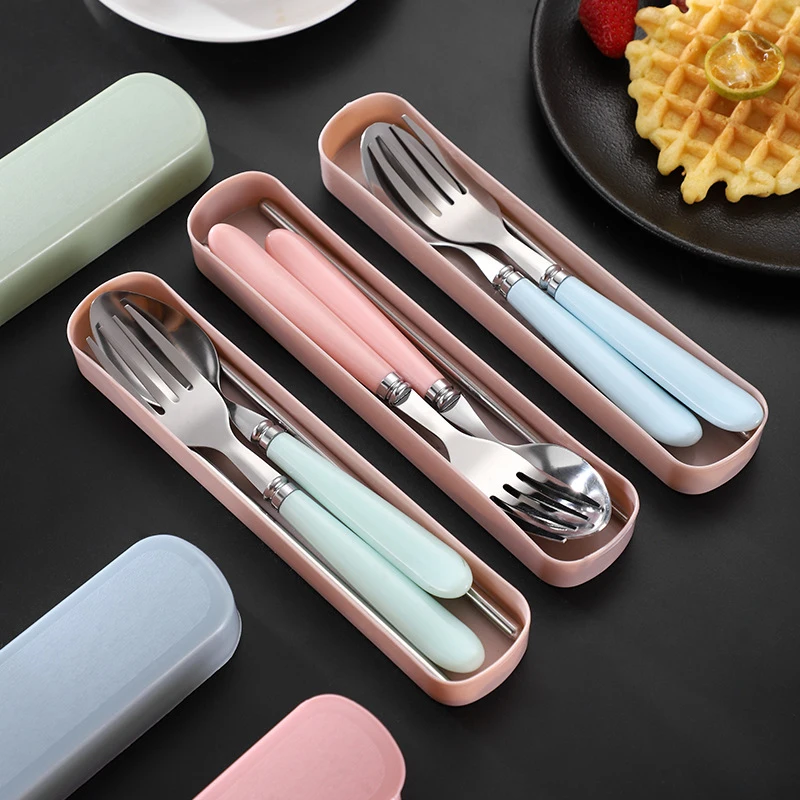 410 CHURPSICKS COUSTICKS COUSTICKS PREPORATKA FORK SPOON SPOON Pracovník Trojdielny roztomilý úložný box príbory