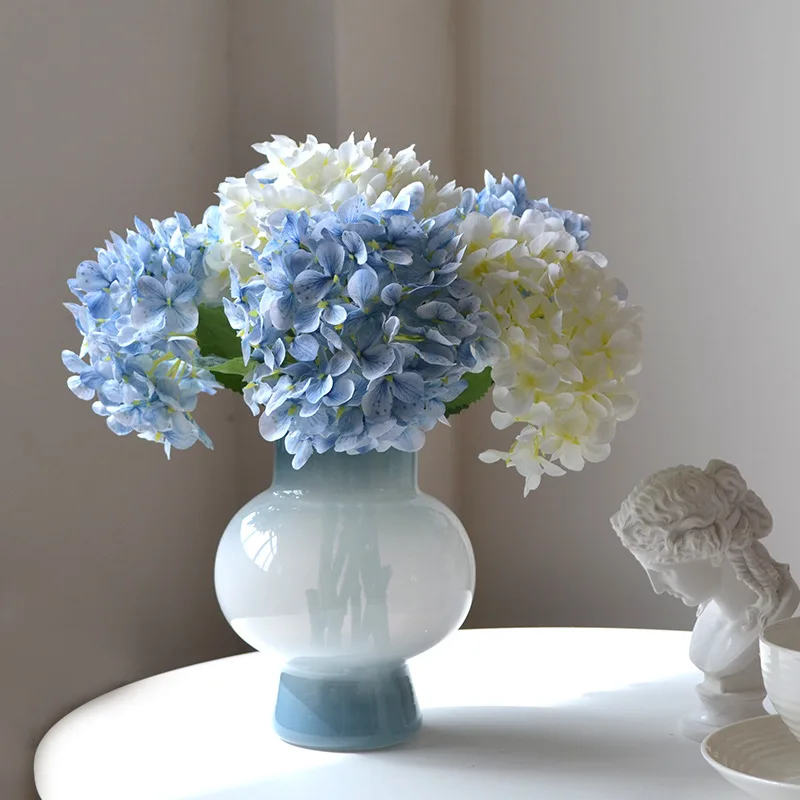 42 cm Blue Artificial Hydrangea Flower Realistical Artificial Hydrangea Pobočka pre domácu svadobnú dekoráciu kvetinové usporiadanie