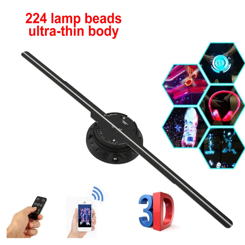 42 cm voľného oka HD 3D holografický ventilátor 234LED loga Neon diaľkové ovládanie displej 3D Player Holografické reklamné strojové svetlo