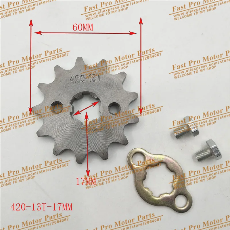 420 reťazec 13T 17 mm 20 mm predný motor s predným motorom Cog Fit Motocykel ATV Gokart 50cc 70cc 90cc 110c 125cc Pit Dirt Bike Bike