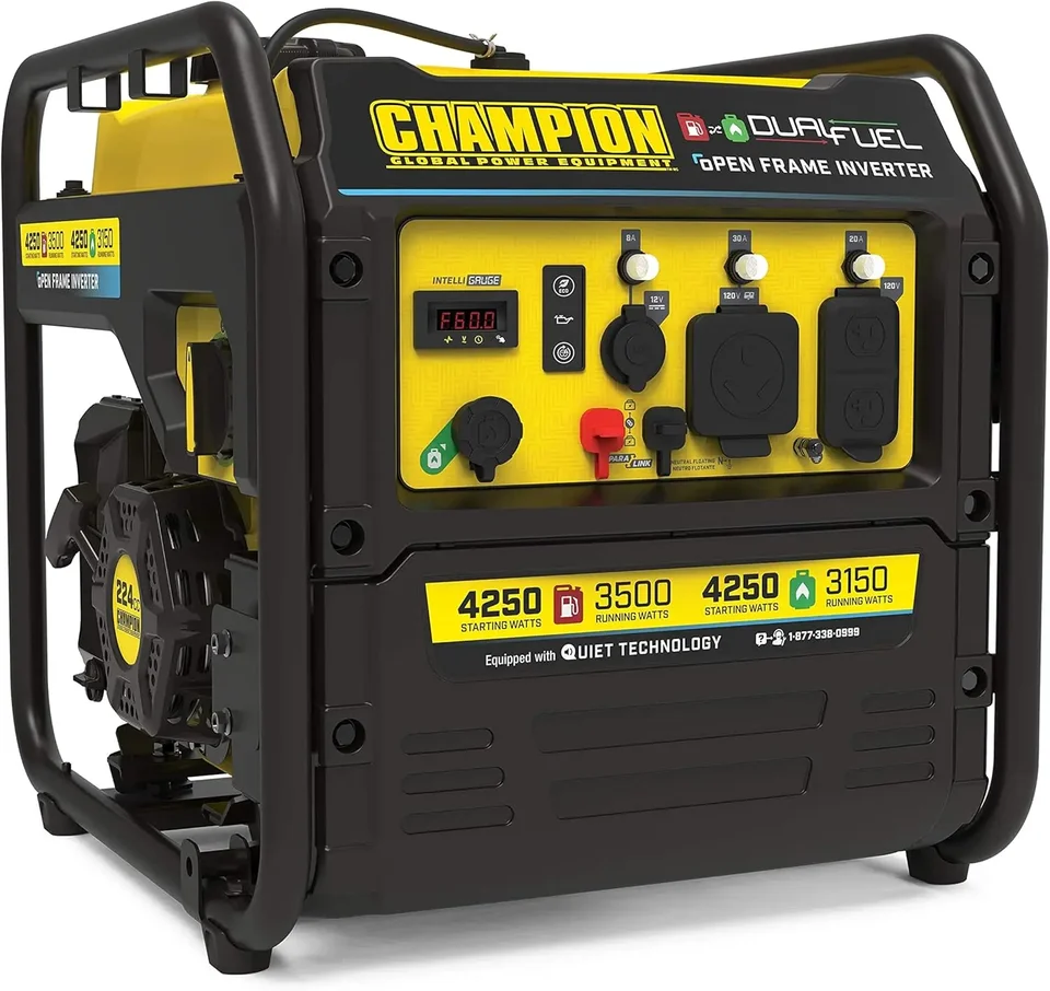 4250-watt Dual Fuel RV Ready Prenosný generátor meniča Open Frame s tichou technológiou