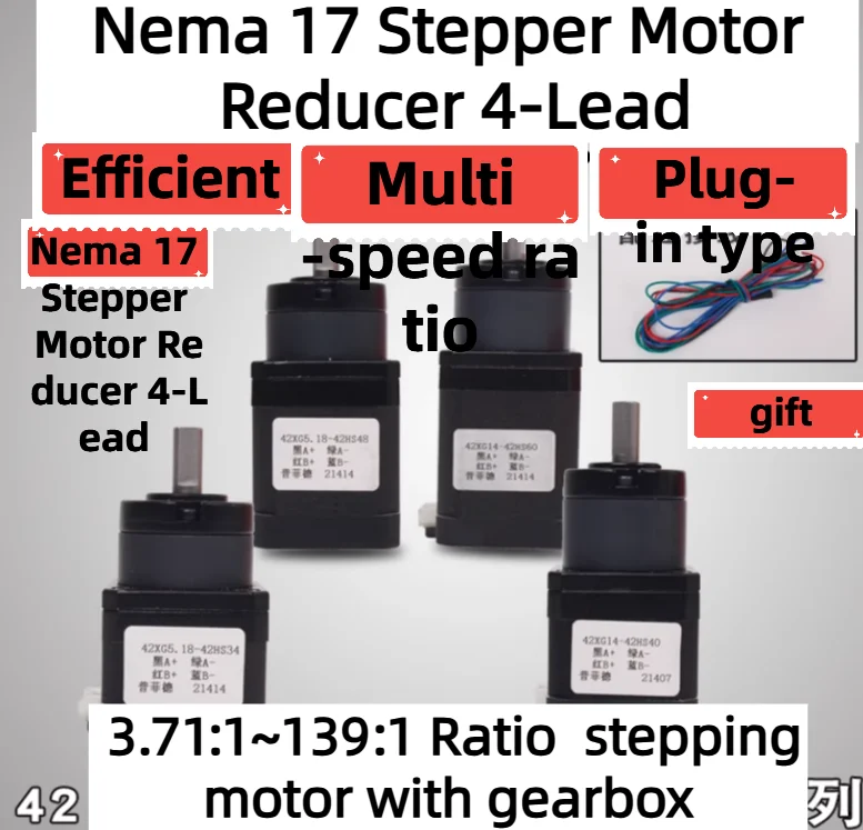 42BYG Krokový motor 40 mm dĺžka tela s 3,71: 1 ~ 139: 1 pomer planétového prevodového stupňa s prevodovkou s prevodovkou s prevodovkou
