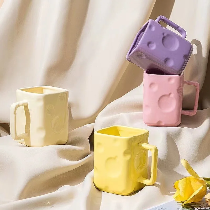 430 ml kreatívneho krémového štýlu Domov keramika hrnčeka hrnčeka hrnčeka Kancelária Cup Raňajky pár kávu šálka dievčat umenia masívny farebný hrnček