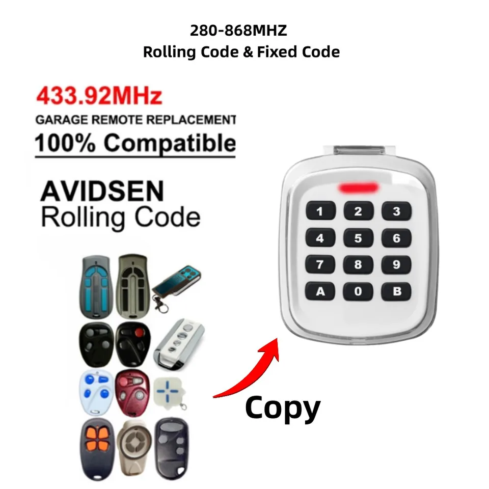 433,92 MHz Avidsen DISTOBICKÉ OVLÁDANIE DUPICAD DUPAPAD pre dvere brány Swing Gate