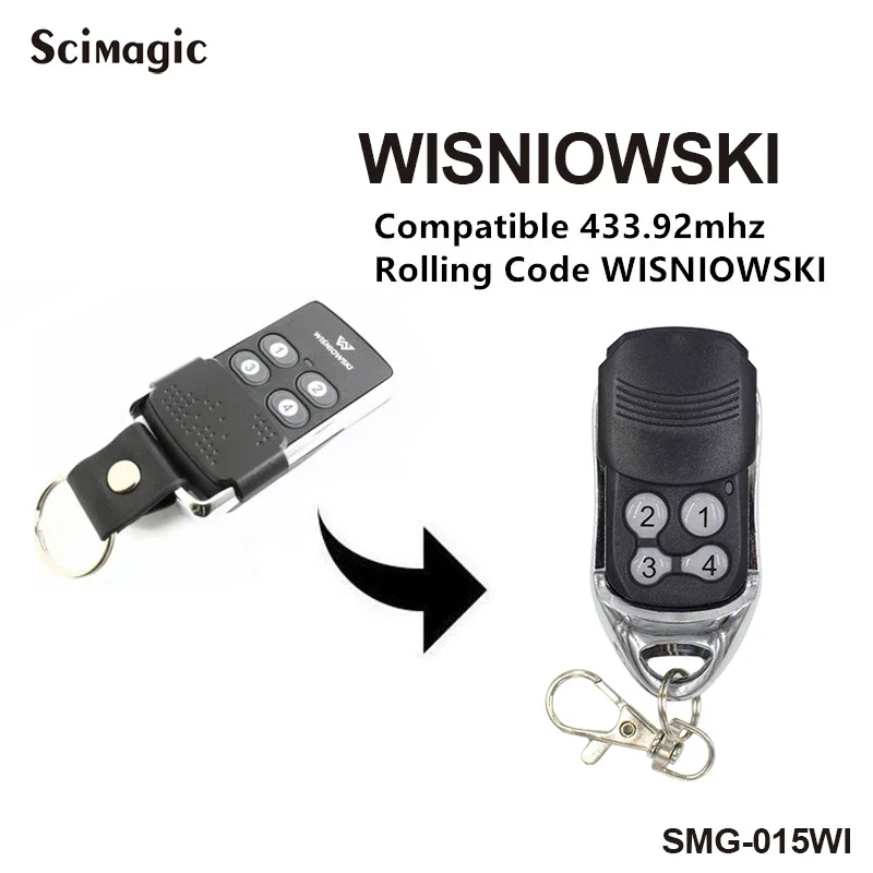 433.92MHz Wisniowski Rolling Code Diaľkové ovládanie 4ch brány otvárač pre garážové dvere 433,92 MHz Keychain